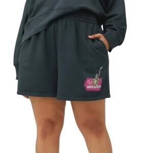 Daydreamer Guitar Shop Graphic Sweatshorts Black Vintage Wash Size M NWT